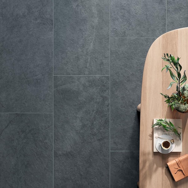 Slate Midnight Matte 24 in. x 48 in. Stone Look Porcelain Floor and Wall Tile (15.50 sq. ft./Case)