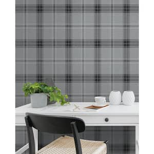 Greyscale Manorvale Plaid Vinyl Peel and Stick Wallpaper Roll (31.35 sq. ft.)