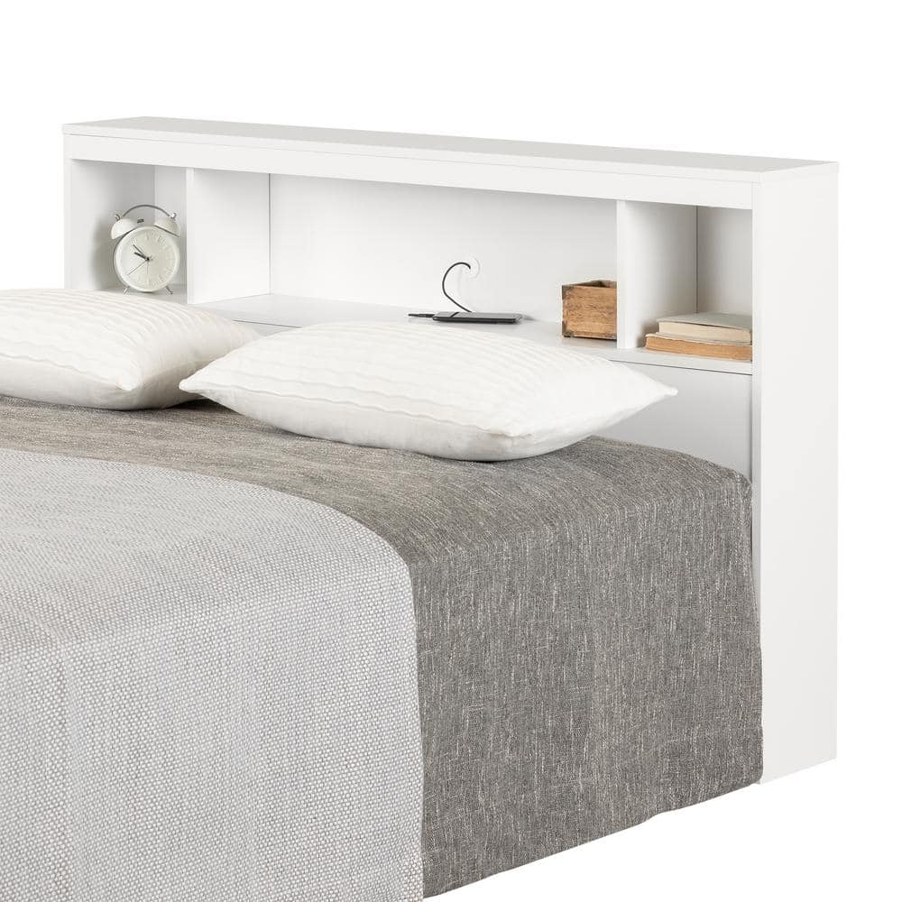 Pure White Fusion Full Bookcase Headboard with Storage