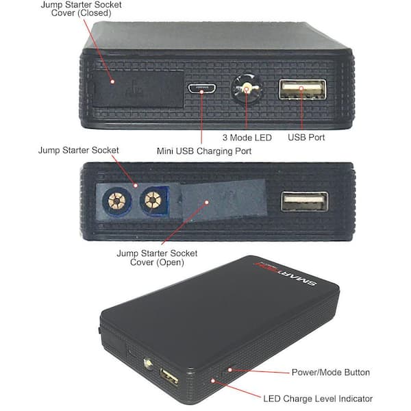Power Bank - Jump Starter 12800mAh JS-15 and Charger LED / USB