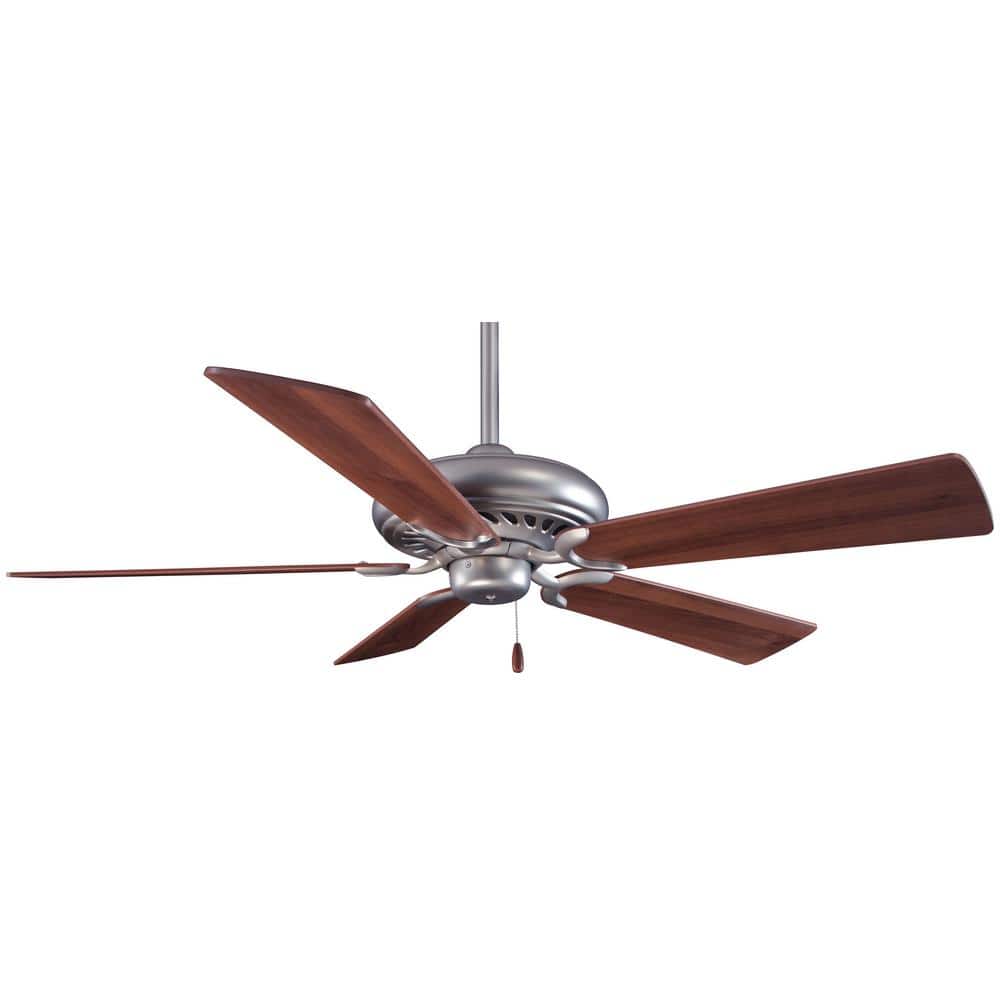 52" Brushed Steel and Dark Walnut 5-Blade Ceiling Fan with Lighting