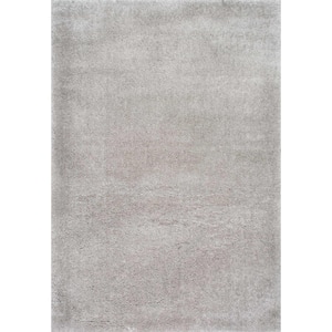 Gynel Solid Shag Silver 4 ft. x 6 ft. Area Rug