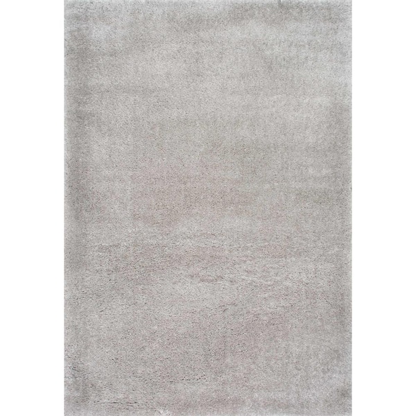 nuLOOM Gynel Solid Shag Silver 8 ft. x 10 ft. Area Rug