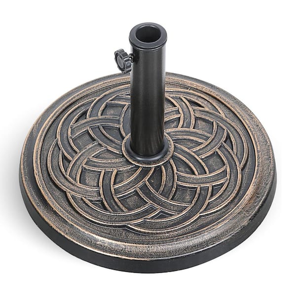 24.2 lbs. Resin Market Patio Umbrella Base in Bronze Heavy Duty 17.72 in. Round Umbrella Base for Outdoor Lawn & Garden
