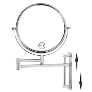 8 in. W x 8 in. H Magnifying Wall Mounted Bathroom Makeup Mirror with Extension Arm, Adjustable Height in Chrome