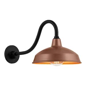 Easton 11 in. 1-Light Copper Barn Outdoor Wall Lantern Sconce with Steel Shade