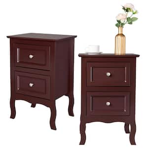 2-Drawer Brown 2-Piece Nightsands 15.7 in. W x 11.8 in. D x 23.6 in. H