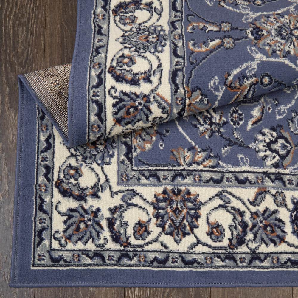 Elegant Blue and Ivory Synthetic 3-Piece Area Rug Set