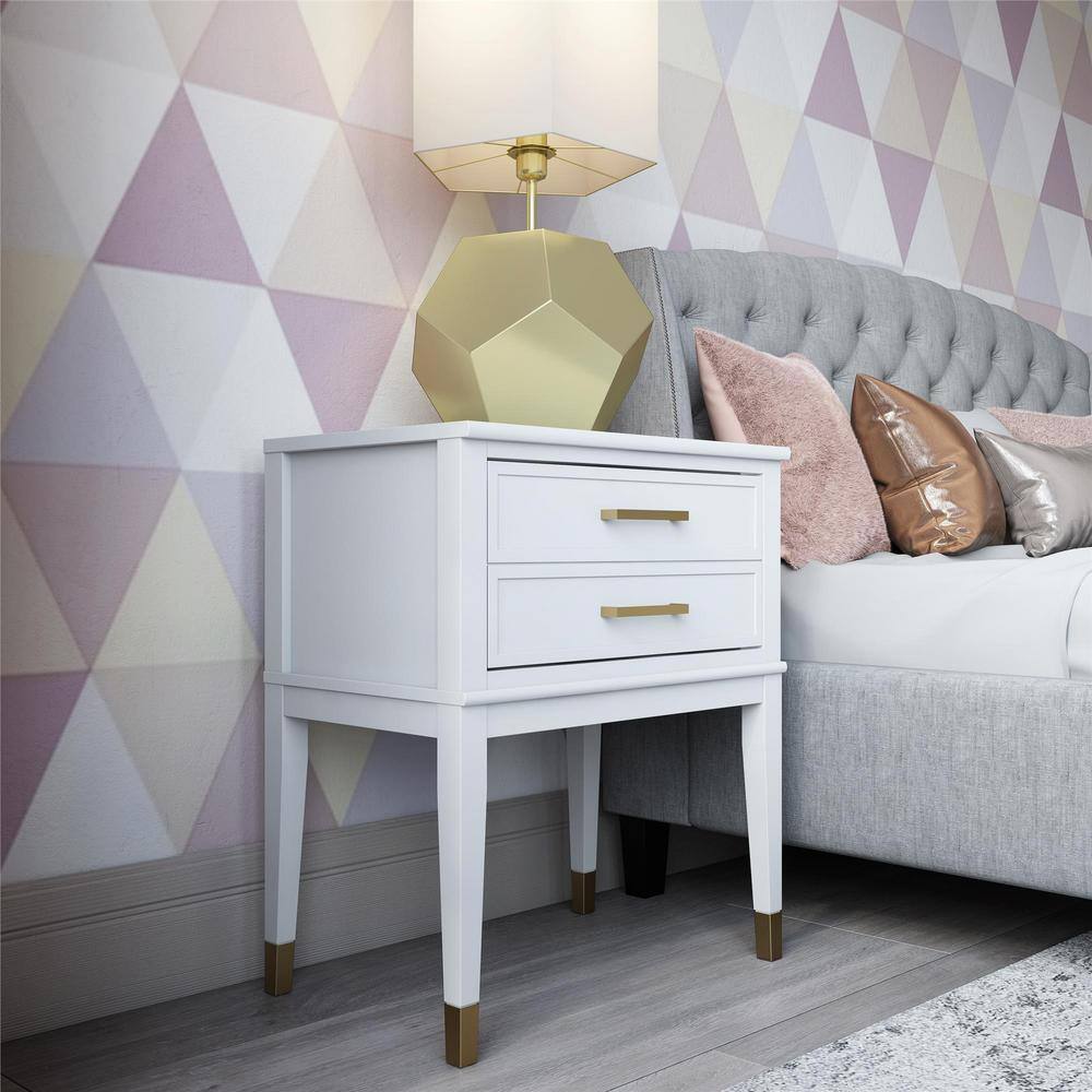 Westerleigh Sophisticated White End Table with Gold Accents