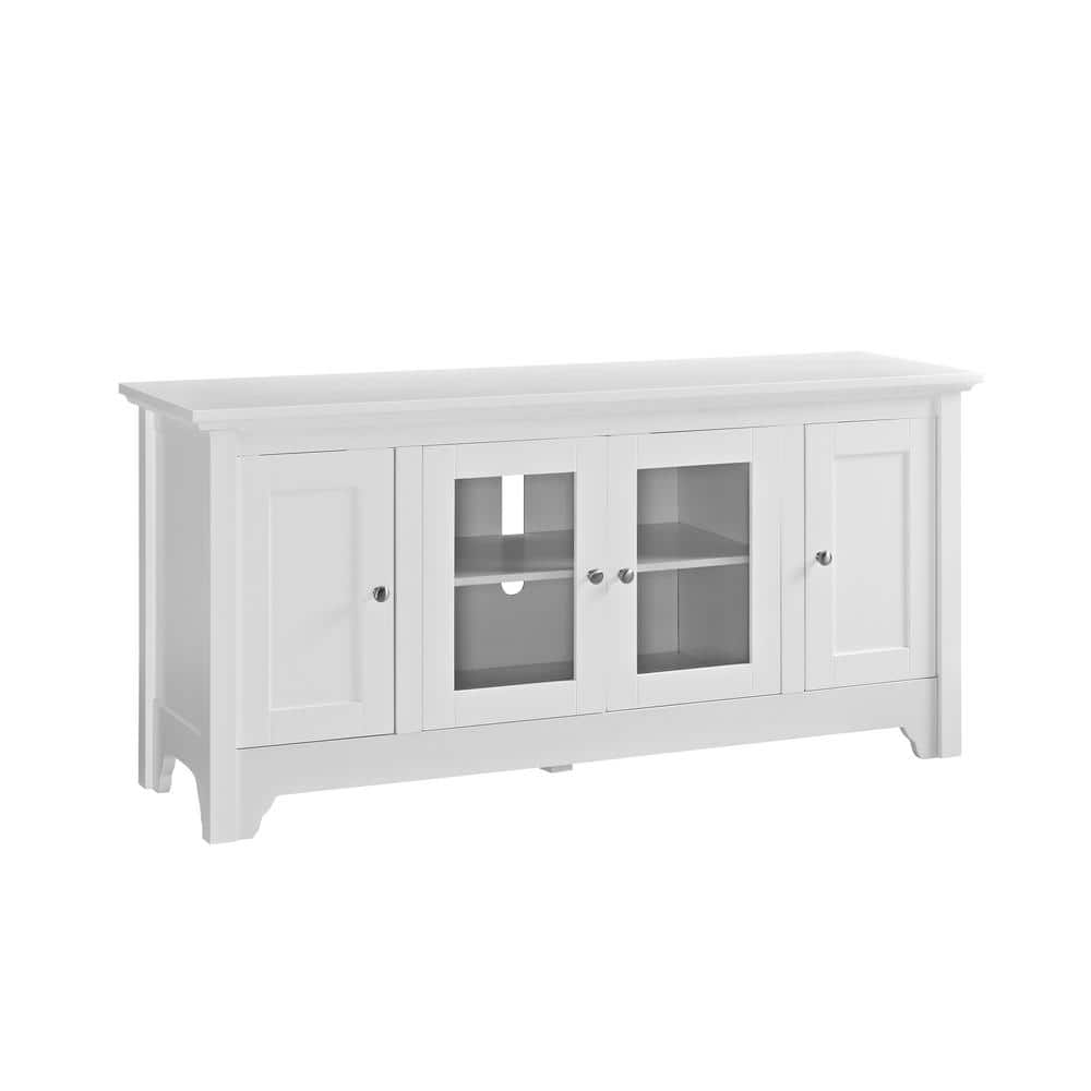 White 52" Wood TV Media Stand with Cabinets