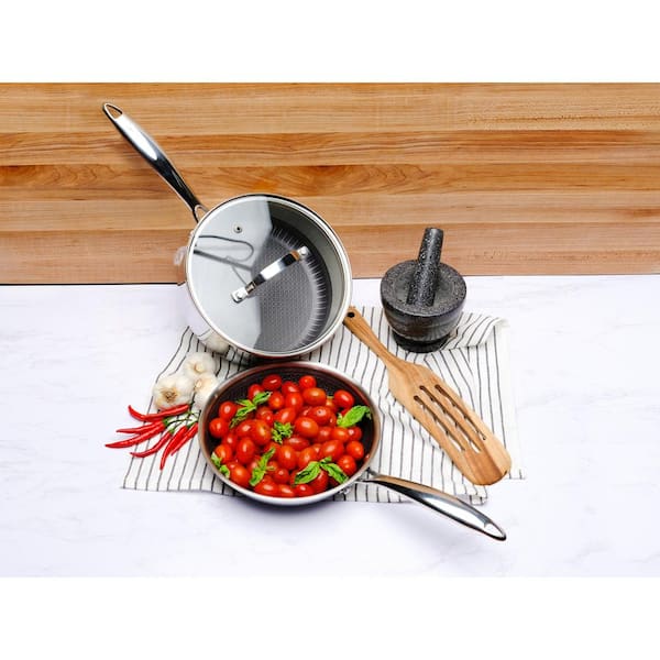 LEXI HOME Diamond Tri-ply 4.2 qt. Stainless Steel Nonstick Saute Pan with  Glass Lid LB5571 - The Home Depot