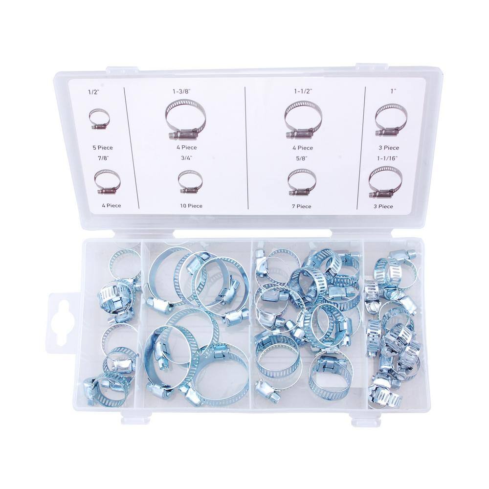 40-Pack Hose Clamp Assorted Set Worm Gear Type Hose Pipe Fitting Clamp Assortment 