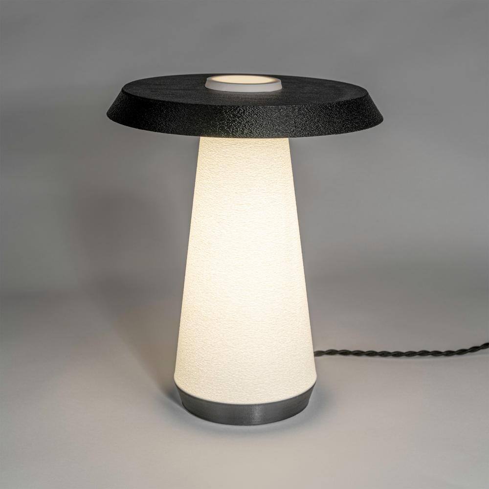 White and Black 3D Printed Dimmable LED Table Lamp