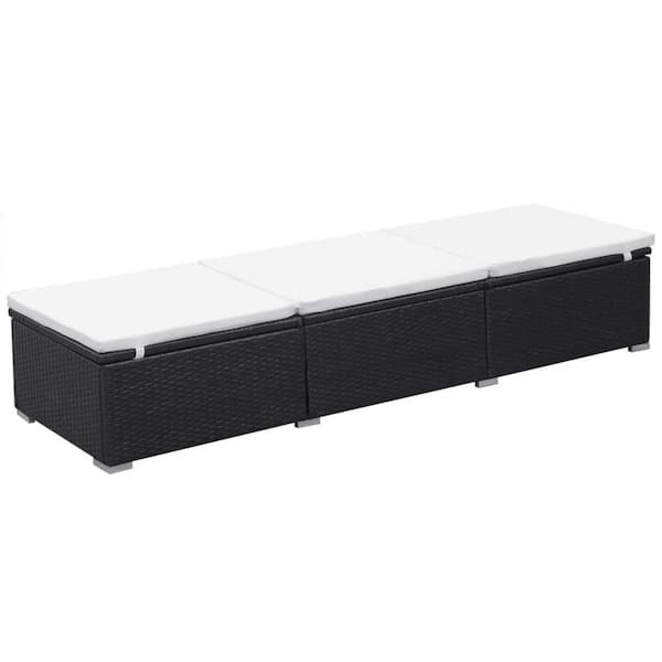 Cisvio Powder-coated Metal Frame Outdoor Patio Chaise Lounger with White removable Foam Cushion Poly Rattan