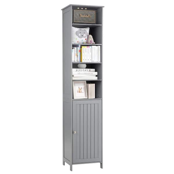 Floor Freestanding Narrow Tall Cabinet with Adjustable Shelves for