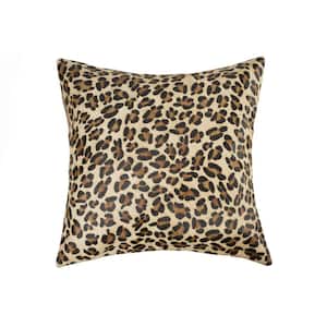 Josephine Brown and Black Solid Color 18 in. x 18 in. Cowhide Throw Pillow