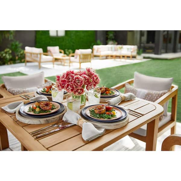 Hampton Bay Orleans 5-Piece Eucalyptus Outdoor Dining Set with CushionGuard  Almond Cushions FRN-801960-D - The Home Depot