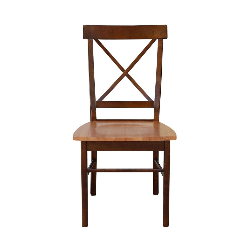 Elegant Pecan Brown Solid Wood Cross-Back Side Chair