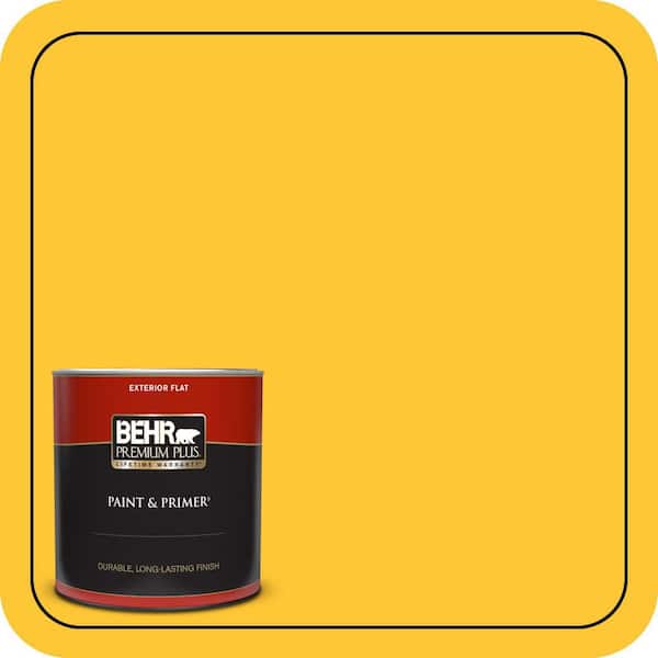 BEHR PREMIUM PLUS 1 qt. #330B-7 Sunflower Flat Exterior Paint & Primer