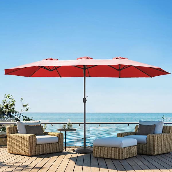 14.8 ft. Market Double Sided Patio Umbrella in Orange