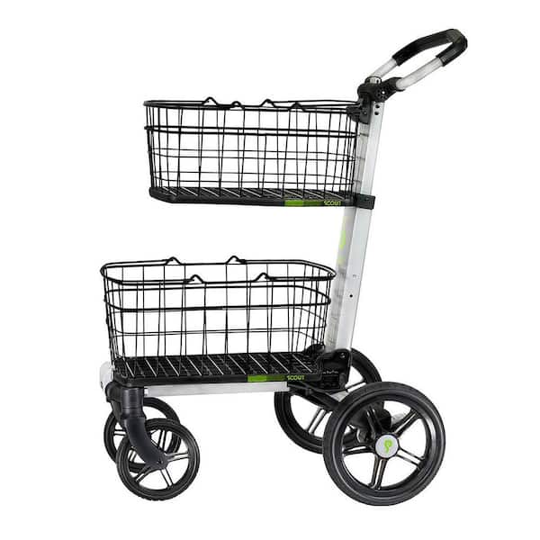 Scout Fold Cart with Removable Baskets, Transport Tray, Swivel-Front and 10 in. Rear Wheels, Rubber Tires