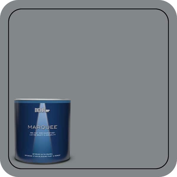 BEHR MARQUEE 1 qt. #N500-5 Magnetic Gray color One-Coat Hide Satin Enamel Interior Paint & Primer
