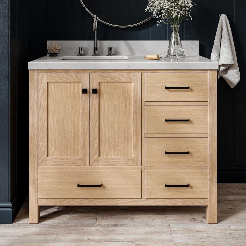 Cambridge 42 in. Single Sink Freestanding Bathroom Vanity in Oak with Carrara White Quartz Top price history on PriceWatchPro