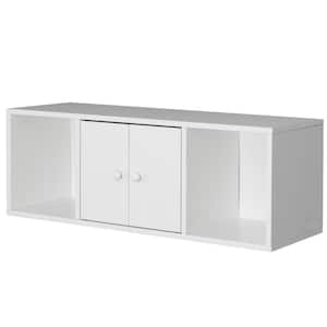 White Wall Mounted Computer Cabinet Floating Hutch