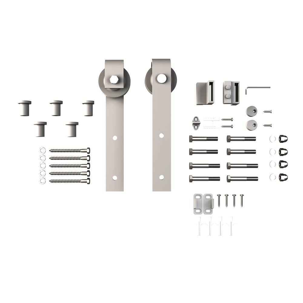 Brushed White Single Door Barn Door Hardware Kit