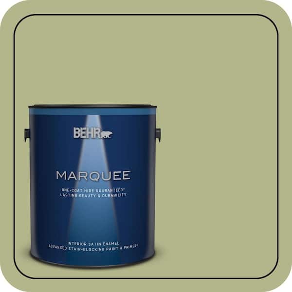 BEHR MARQUEE 1 gal. #M350-4 Sweet Grass One-Coat Hide Satin Enamel Interior Paint & Primer