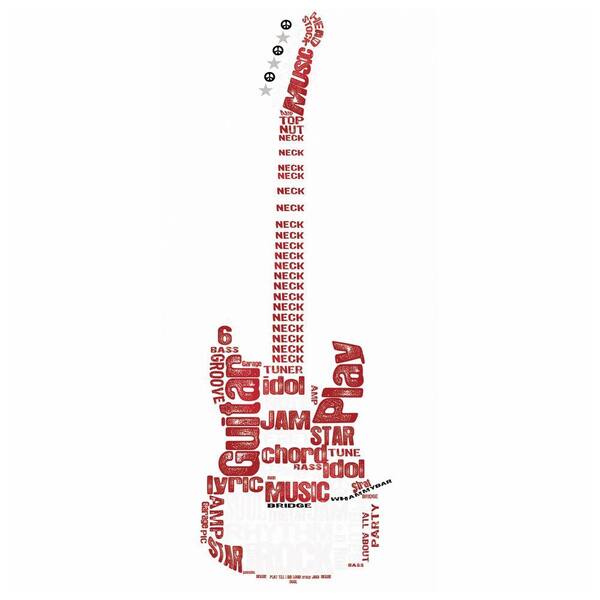 RoomMates 38.5 in. x 13 in. Rock Guitar Peel and Stick Giant Wall Decal-DISCONTINUED