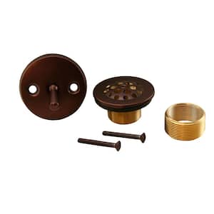 Trip Lever Bath Tub Drain Conversion Kit with 2-Hole Overflow Plate in Old World Bronze