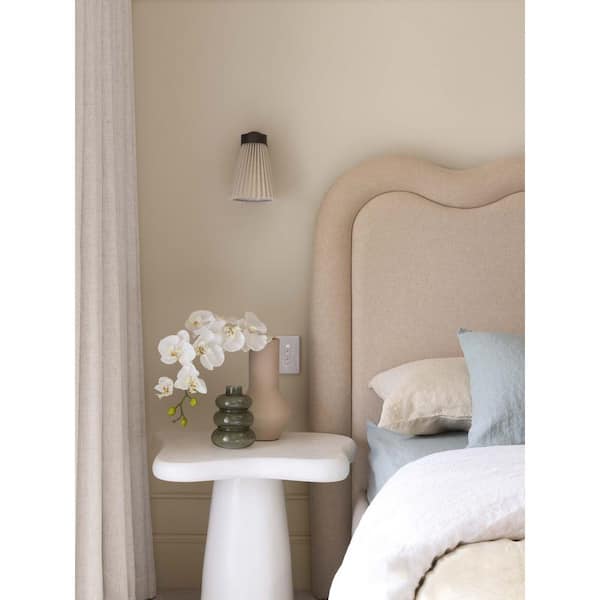 Beacon Lighting Amore 6 in. 1 Light Pleated Wall Sconce in Bronze with Natural Linen Shade