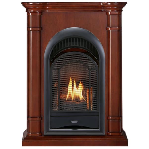 ProCom FS100T-3W Ventless Fireplace System 10K BTU Duel Fuel Thermostat Insert and Walnut Mantel