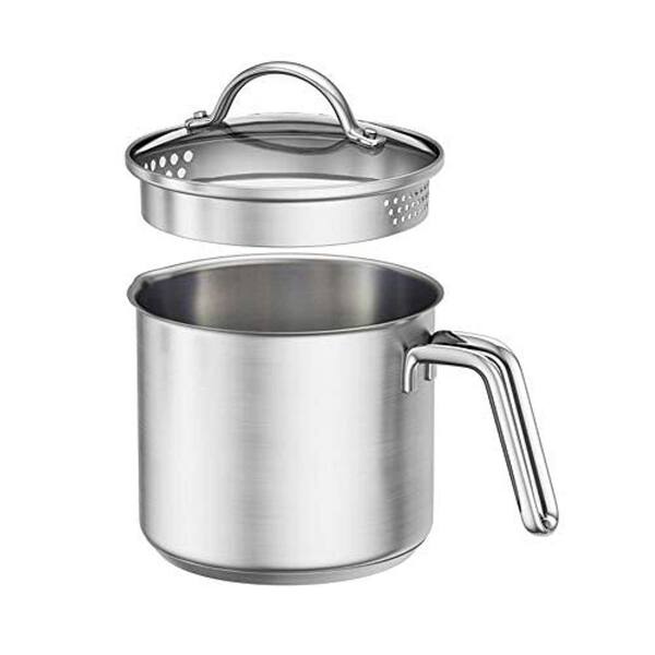 1.5 Quart Stainless Steel Saucepan with Lid and Pour Spout, Mirror Finish, Induction and Gas Compatible