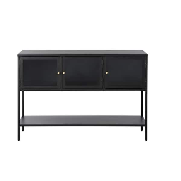 Unbranded Maile Black Metal 52 in. Sideboard with Open Shelf