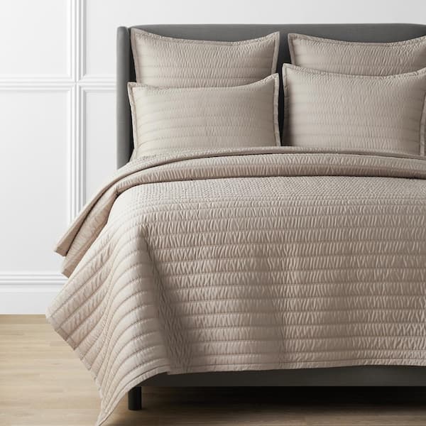 The Company Store Legends Hotel Wrinkle-Free Quilted Light Birch Queen Cotton Sateen Coverlet