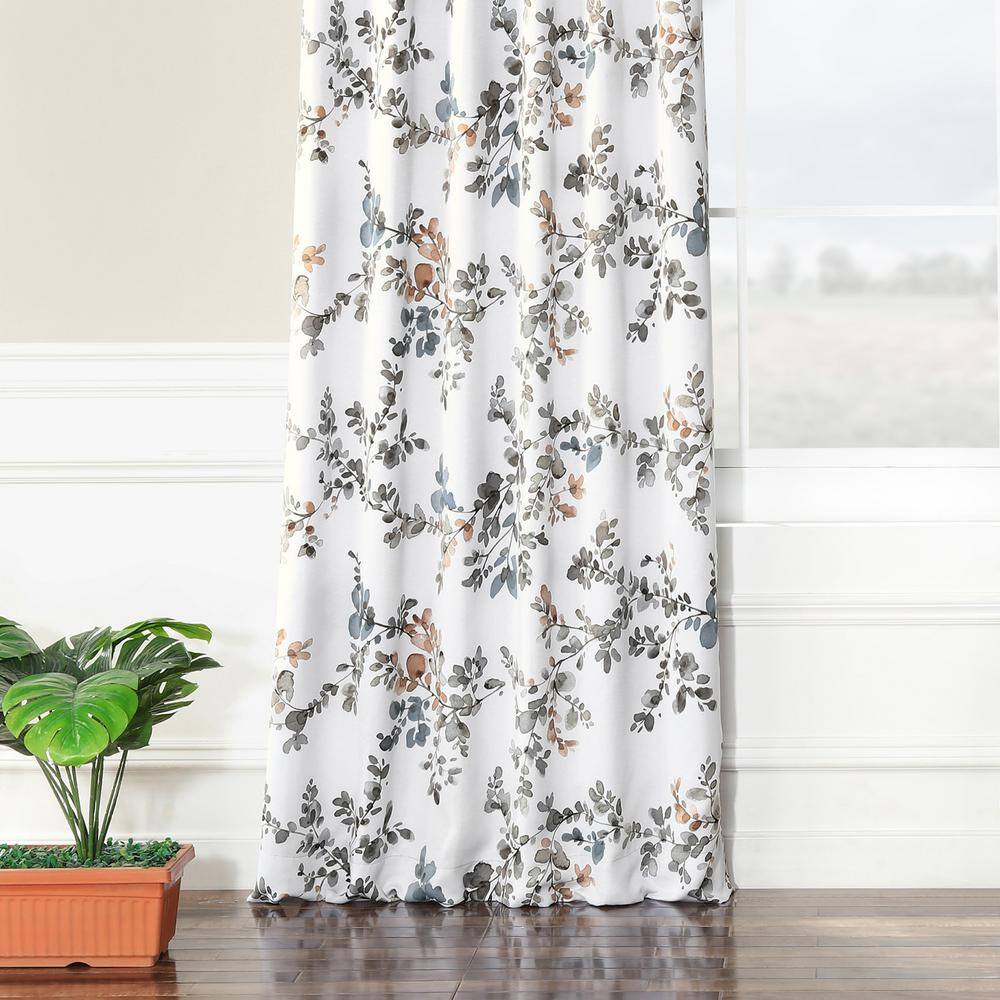 Antique Elm Floral Blackout Polyester Curtain Panel 50" x 108"
