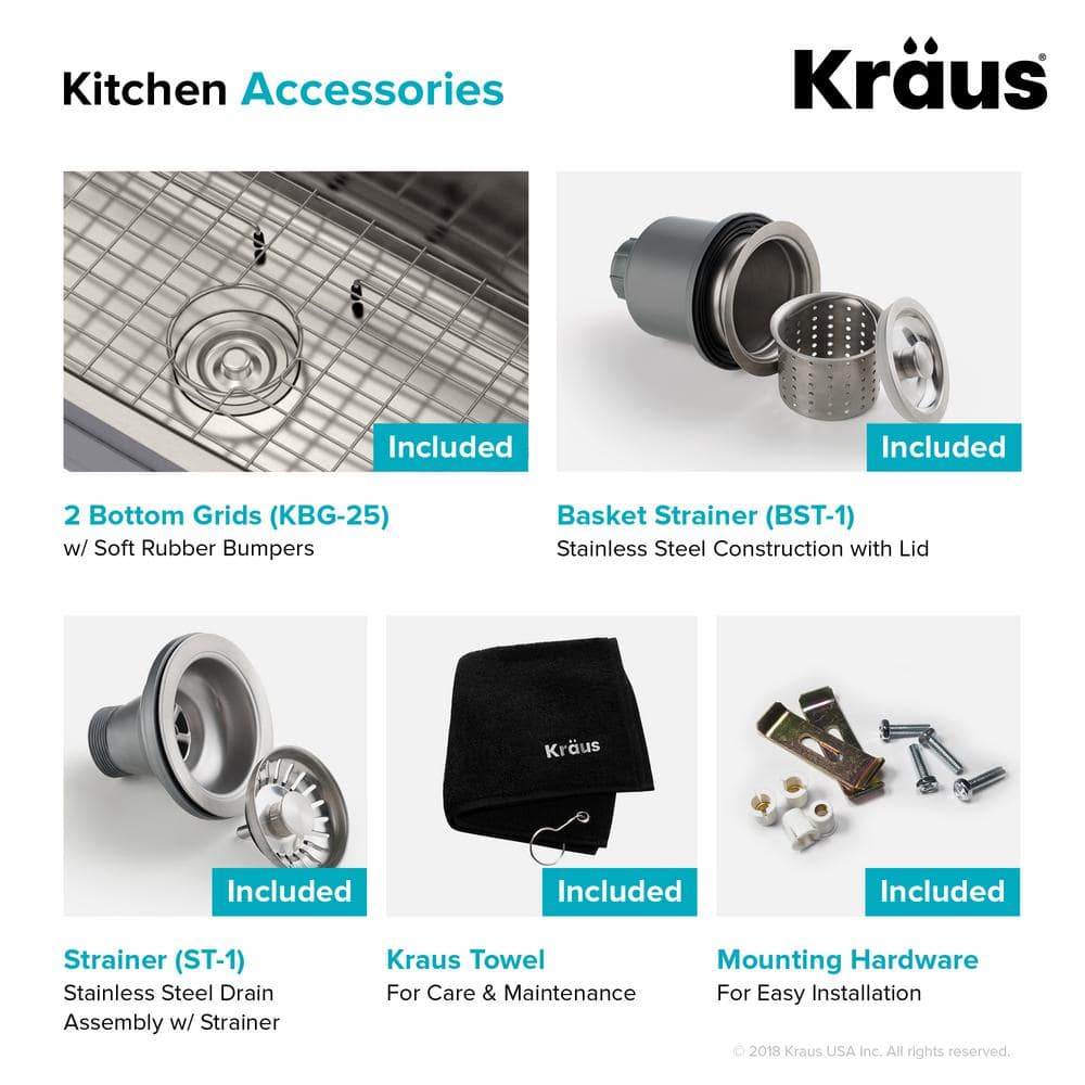 Kraus 32-inch Satin Stainless Steel Undermount Double Bowl Kitchen Sink