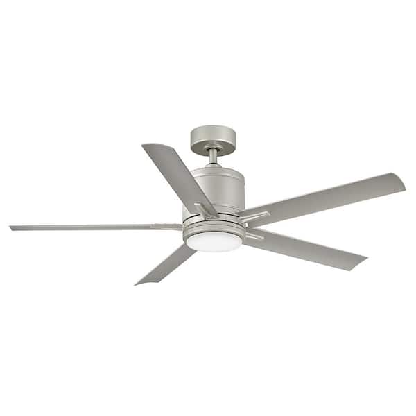 HINKLEY Vail 52.0 in. Indoor/Outdoor Integrated LED Brushed Nickel Ceiling Fan with Remote Control