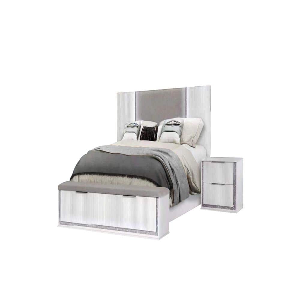 Best Quality Furniture Analis 2-Piece White Queen Platform Bedroom Set ...