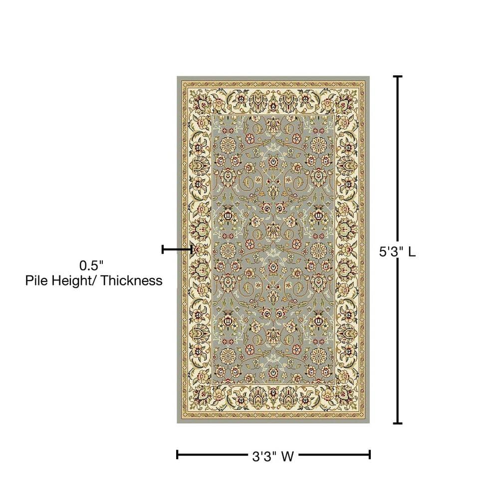 Lyndhurst Light Blue and Ivory Floral Rectangular Area Rug