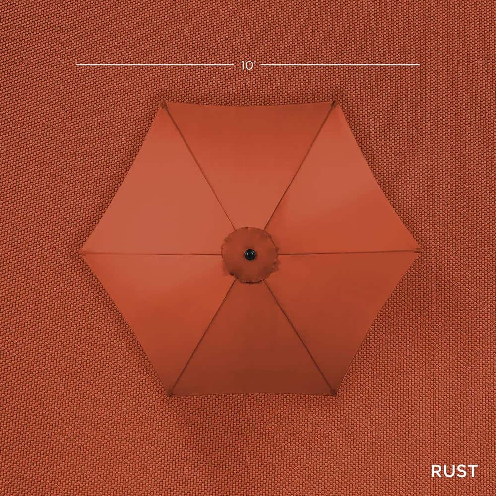 10ft Rust Hexagon Outdoor Steel Patio Umbrella with Crank