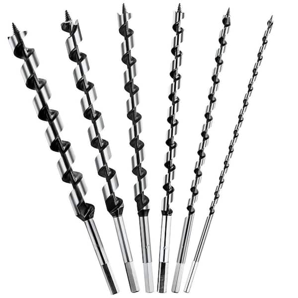 MYWISH 6-Piece 12 in. Long Wood Auger Bit Set (1/4 in. - 7/8