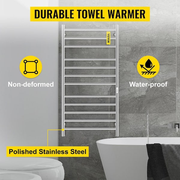 Dropship VEVOR Heated Towel Rack, 12 Bars Design, Mirror Polished