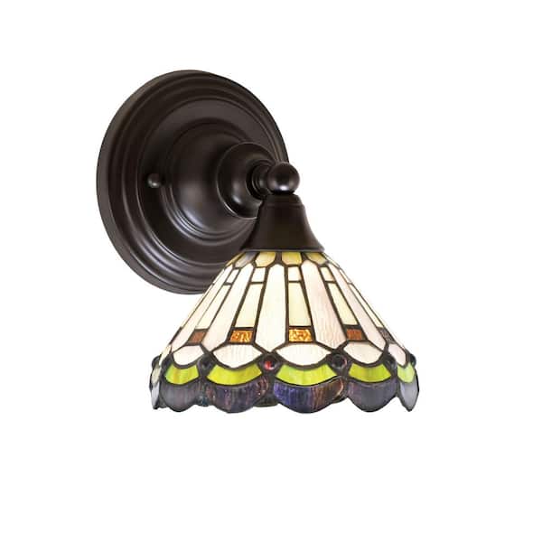 Unbranded Fulton 1 Light Espresso Wall Sconce 7 in. Cyprus Art Glass