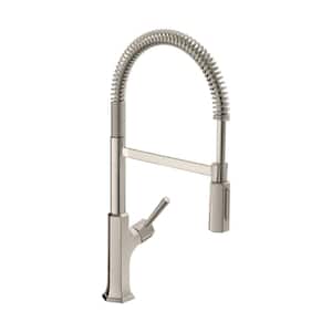 Locarno Single-Handle Pull Down Sprayer Kitchen Faucet in Stainless Steel Optic