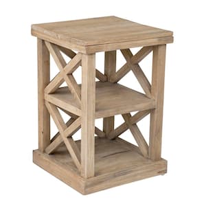 Hudson 25 in. Natural Cross Side Table, 17x17x25