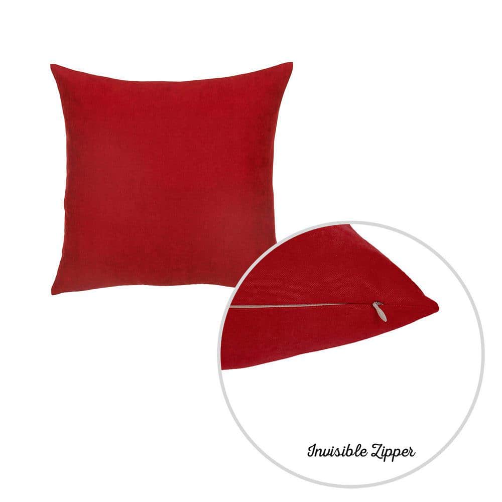 Red Polyester Euro Square Decorative Pillow Covers Set of 4