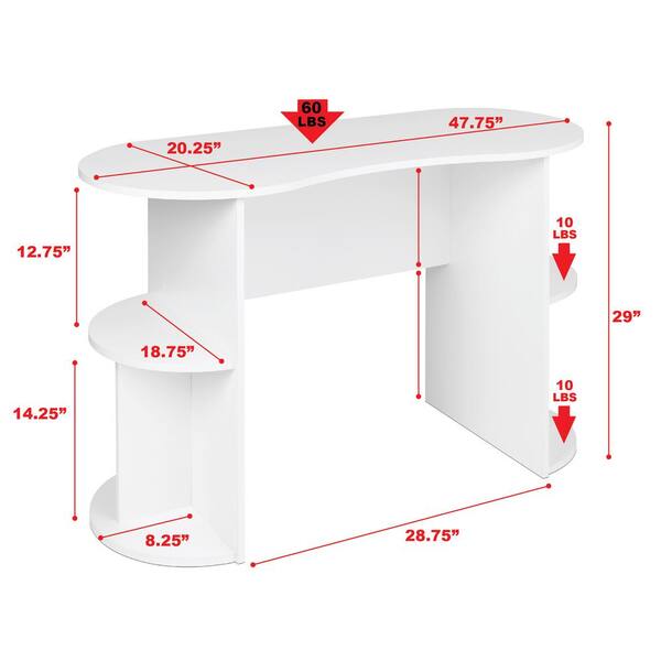 Prepac Kurv White Compact Student Desk with Storage WEHR-0903-1 - Home